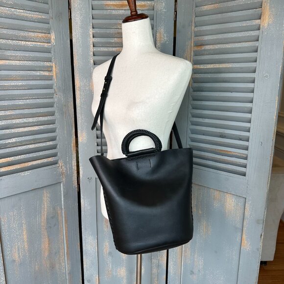 Madewell The Nashville Whipstitch Leather Tote Bag Black - Picture 13 of 15